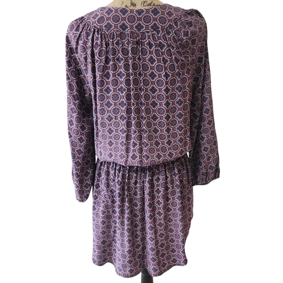 NWT Joie 100% Silk Geometric Purple Patterned Mini Dress - Medium - Picture 6 of 10
